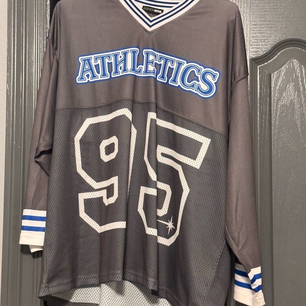 Gray Athletics Jersey with Blue Accents
